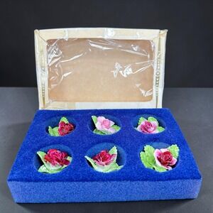 Royal Adderley Floral Bone China Roses Set of 6 Miniature England Card Holder